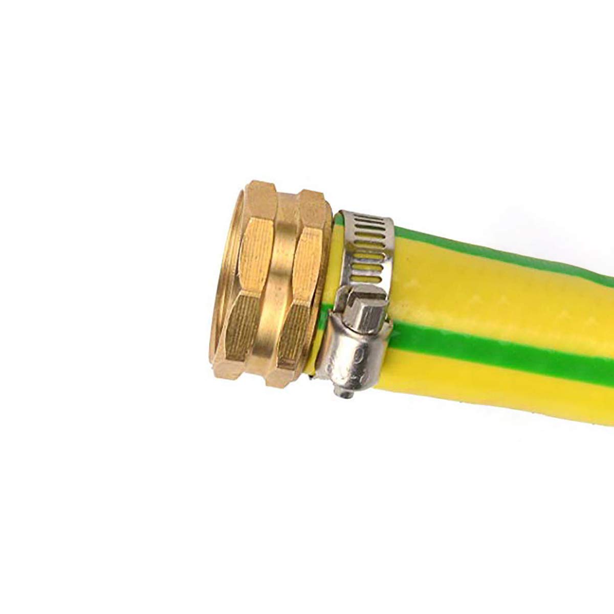 Hanobo 3/4-inch female hose connector with clamp included for field repairs.