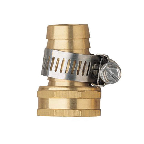 Hanobo brass 5-8-inch female hose connector close-up, corrosion resistant and durable.