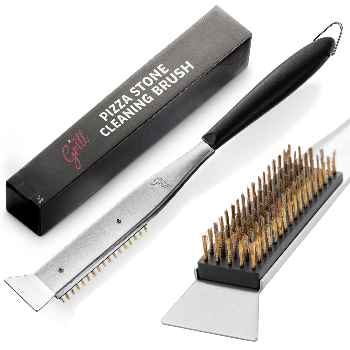 Hans Grill pizza oven brush-scraper head for efficient stone cleaning