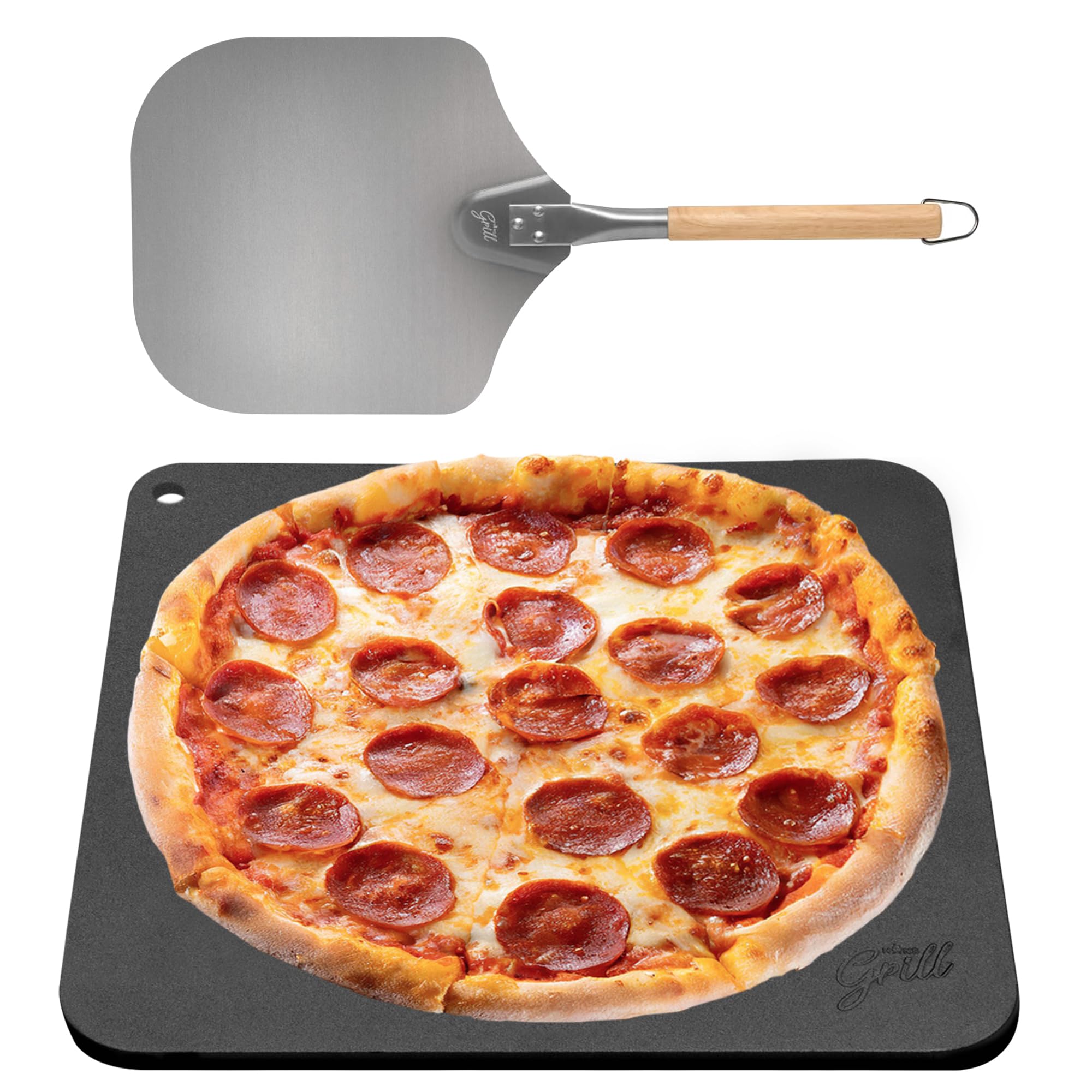 Hans Grill Pizza Steel PRO 13x13 square heats evenly for crisp crust