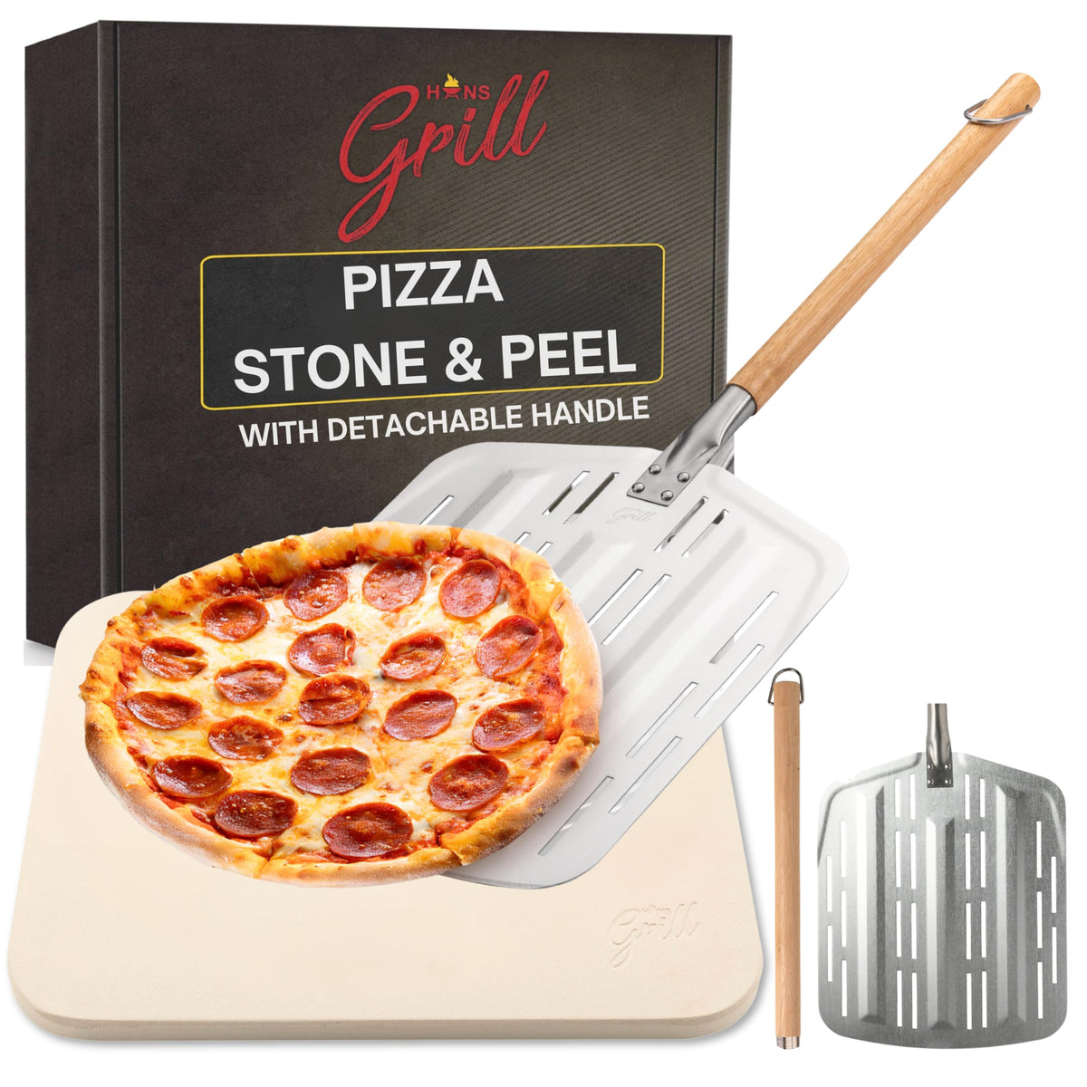 Hans Grill Pizza Stone PRO XL rectangular surface ready for pizza in oven or grill