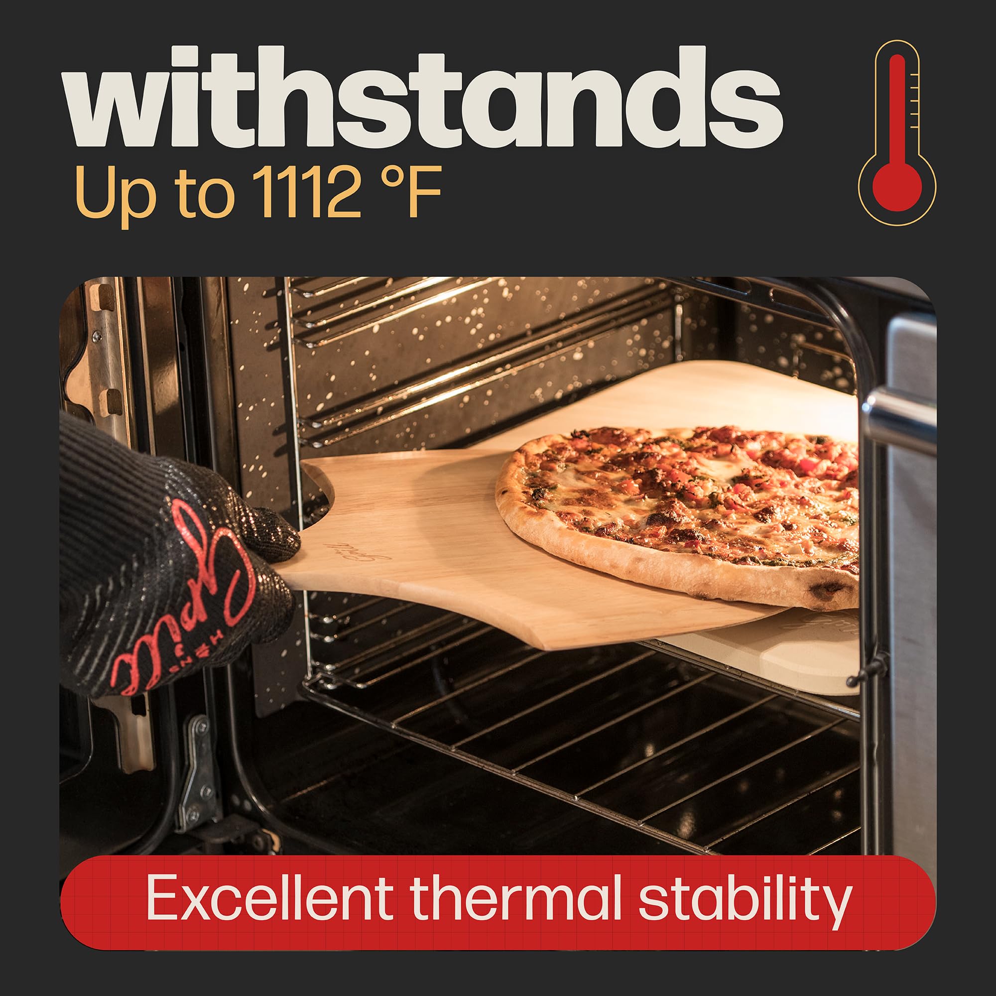 Hans Grill pizza stone on outdoor grill for authentic, al fresco pizzas.