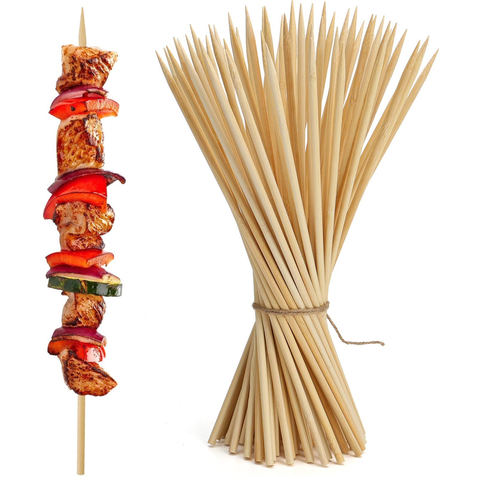 HANSGO bamboo skewers 12-inch with natural wood finish for grilling