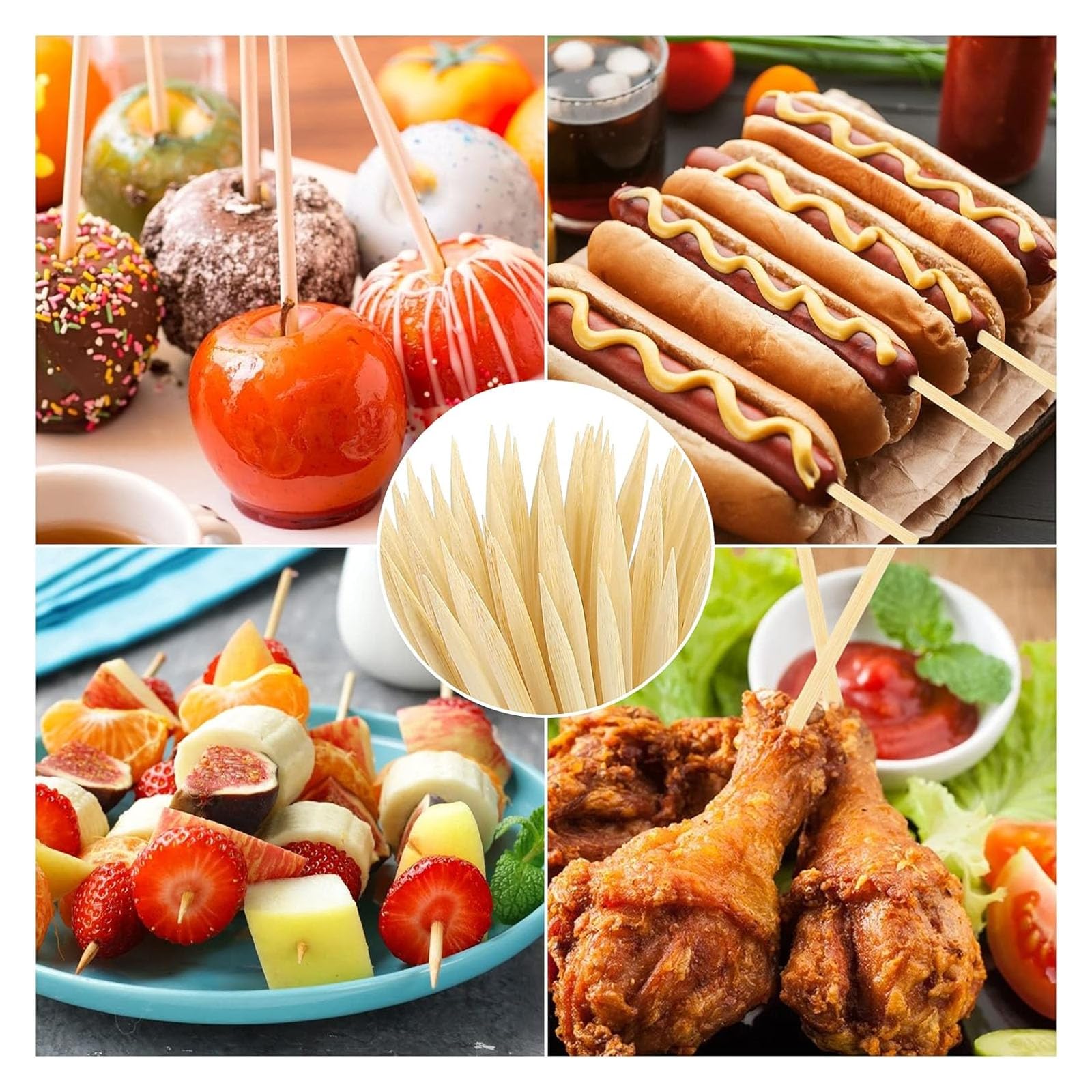 HANSGO bamboo sticks for chocolate fountain use and fruit skewers
