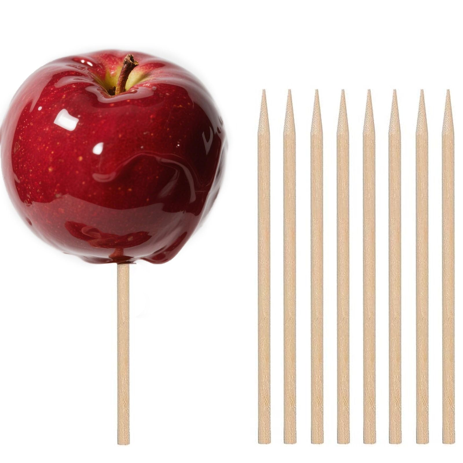 HANSGO candy apple sticks, 6mm diameter and 5.25 inches, ideal for caramel apples
