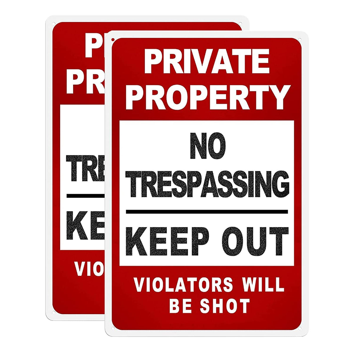 HANTAJANSS no trespassing yard guard sign 2-pack on a wooden fence for property protection.