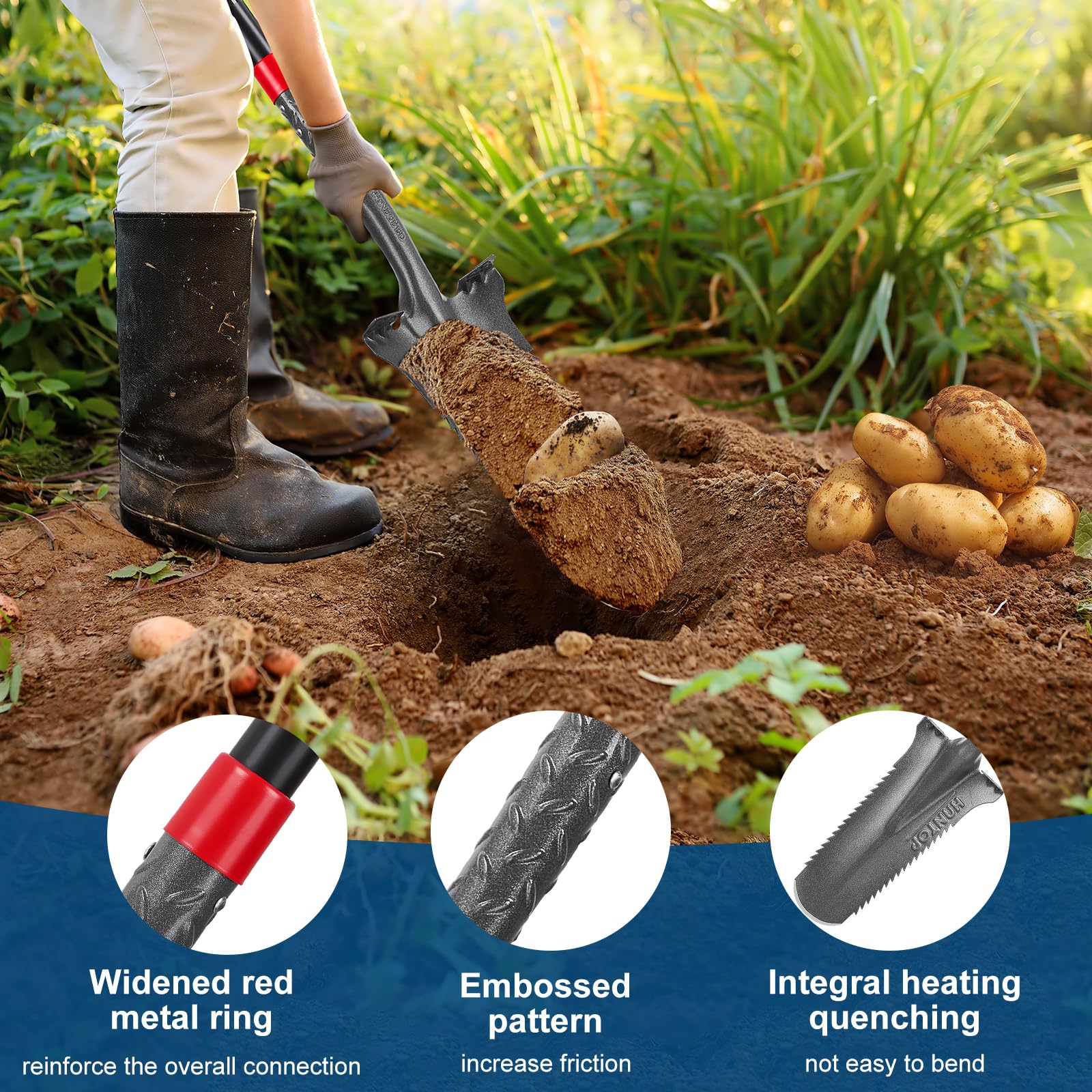 Action shot of HANTOP spade digging and trenching work