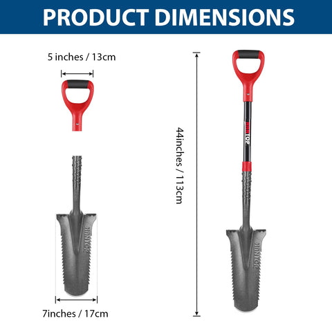 Narrow trench design of HANTOP drain spade enables trenching in tight spaces