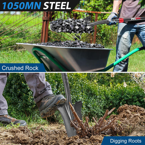 Blade with teeth on HANTOP spade for root cutting and soil penetration