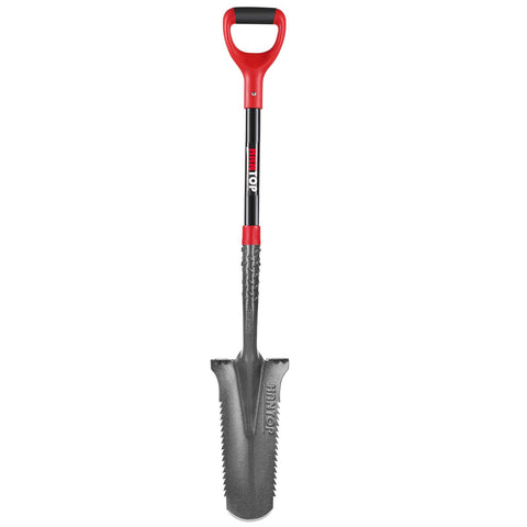HANTOP drain spade with serrated teeth for effective root cutting during digging