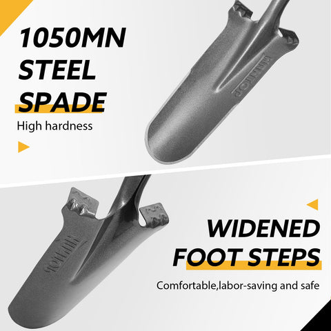 HANTOP edged-tip-sides-spade enables sharper soil cutting and faster trenching.