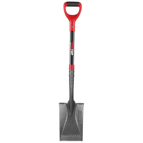 HANTOP garden shovel flat spade edge with 43-inch fiberglass handle for precise trenching.