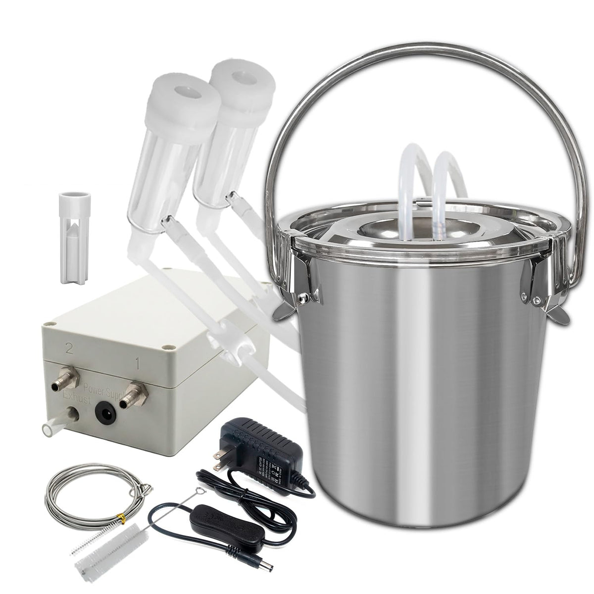 Hantop Goat Milking Machine top view shows compact, portable design for on-farm milking.