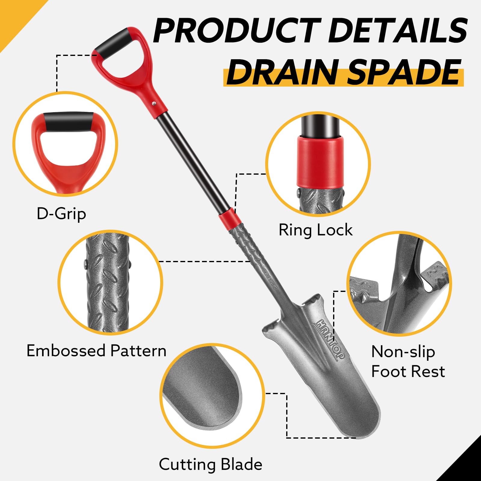 HANTOP manganese-steel-head spade delivers strong performance for root removal.