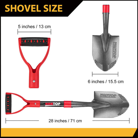 HANTOP mini shovel fiberglass handle provides durable, lightweight grip for camping and gardening tasks