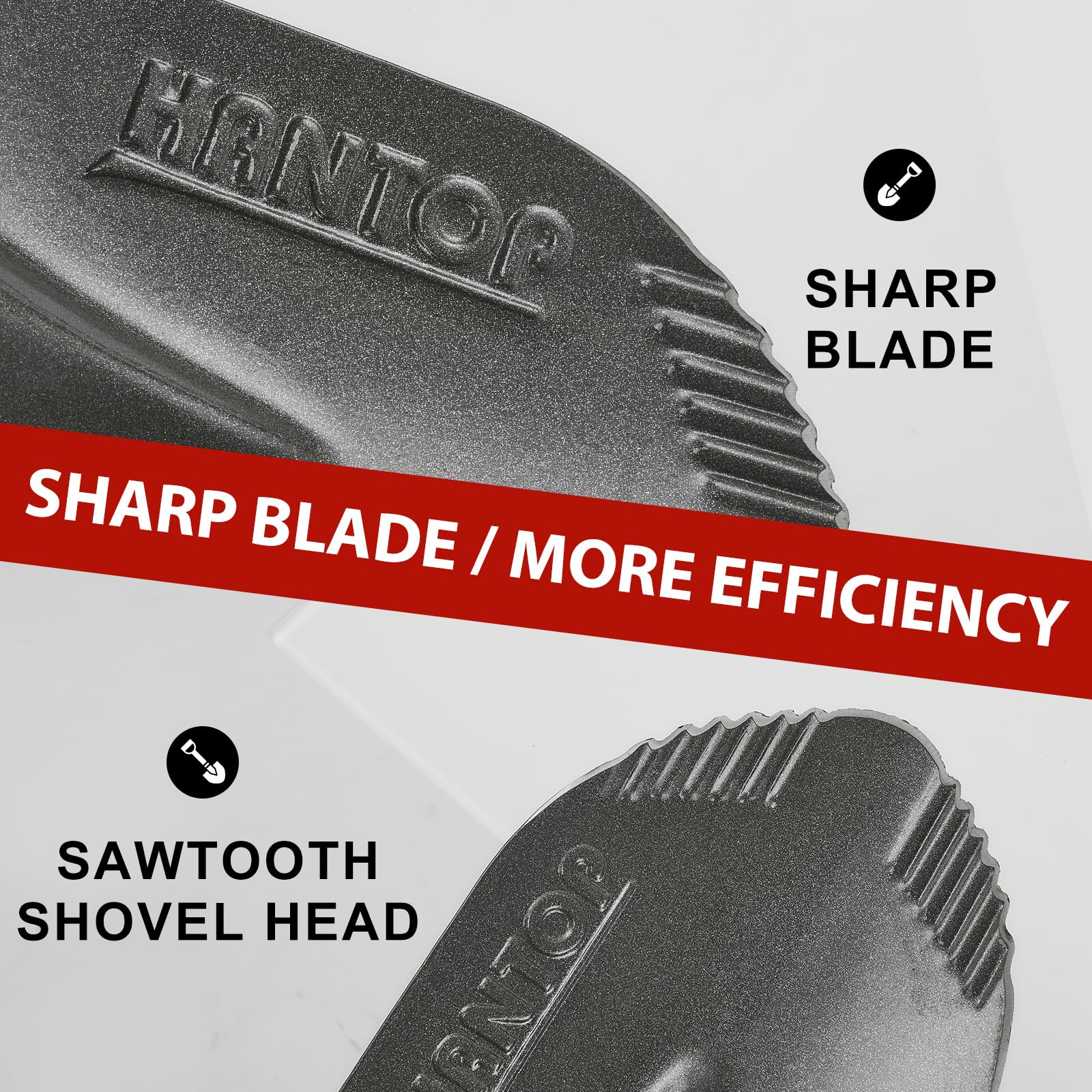 HANTOP fiberglass handle provides strength with a comfortable grip.