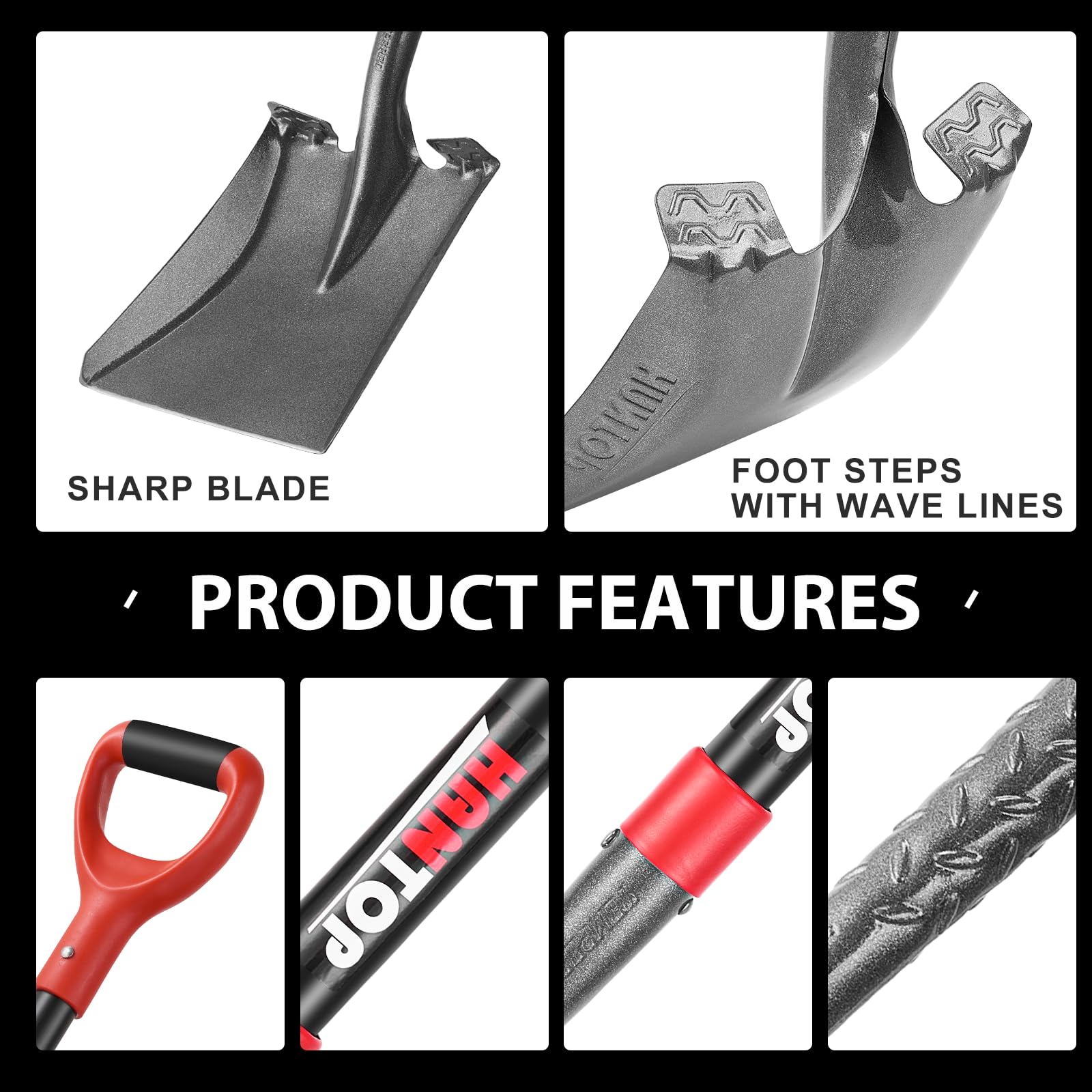 HANTOP 43-inch shovel length shown for extended reach