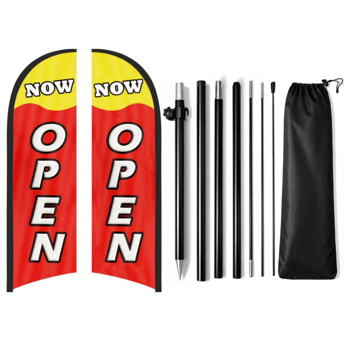 HANVIDA Now Open flag with double-sided design waving in the breeze communicates promotion and attracts customers.
