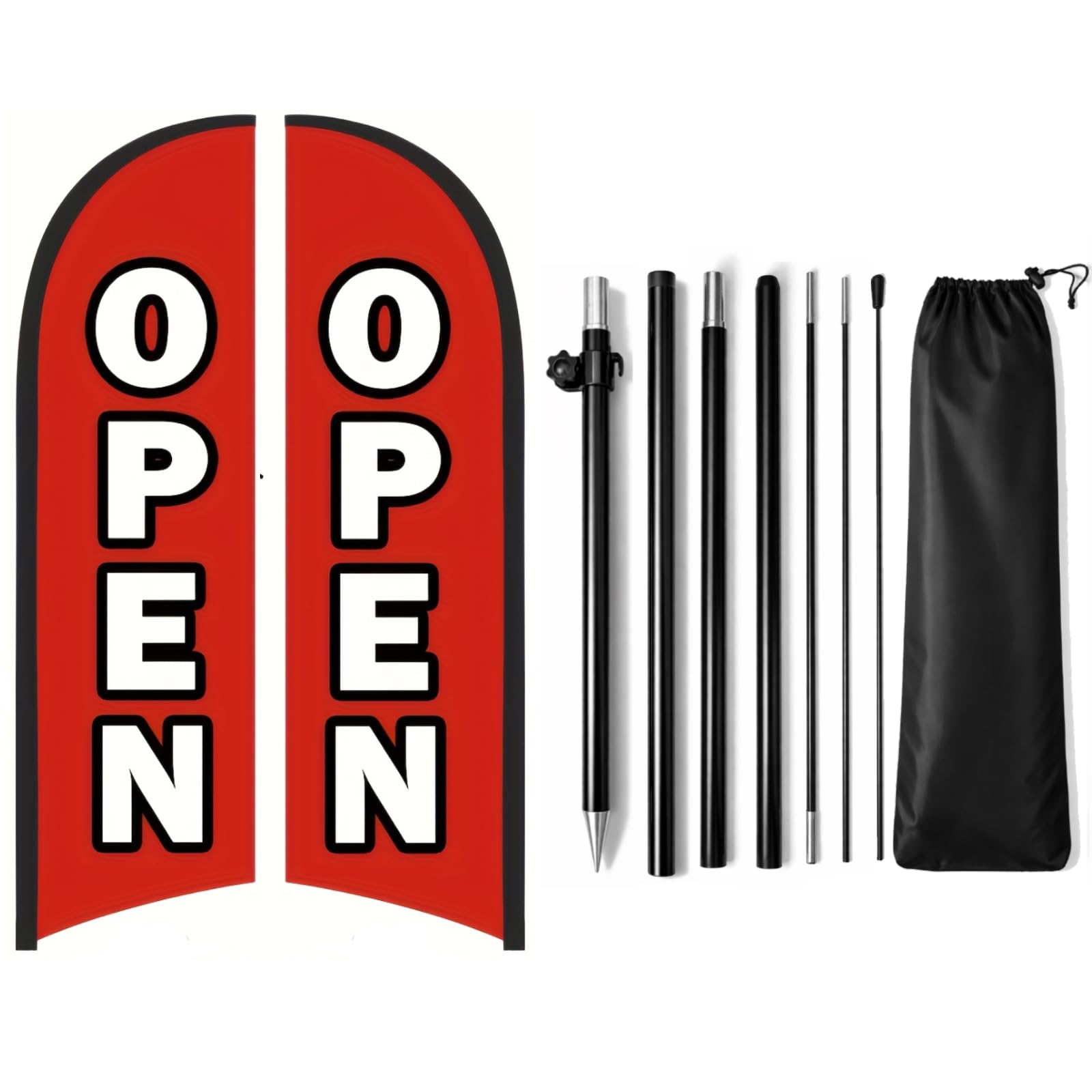 HANVIDA Open Flags double-sided display boosts outdoor storefront visibility.