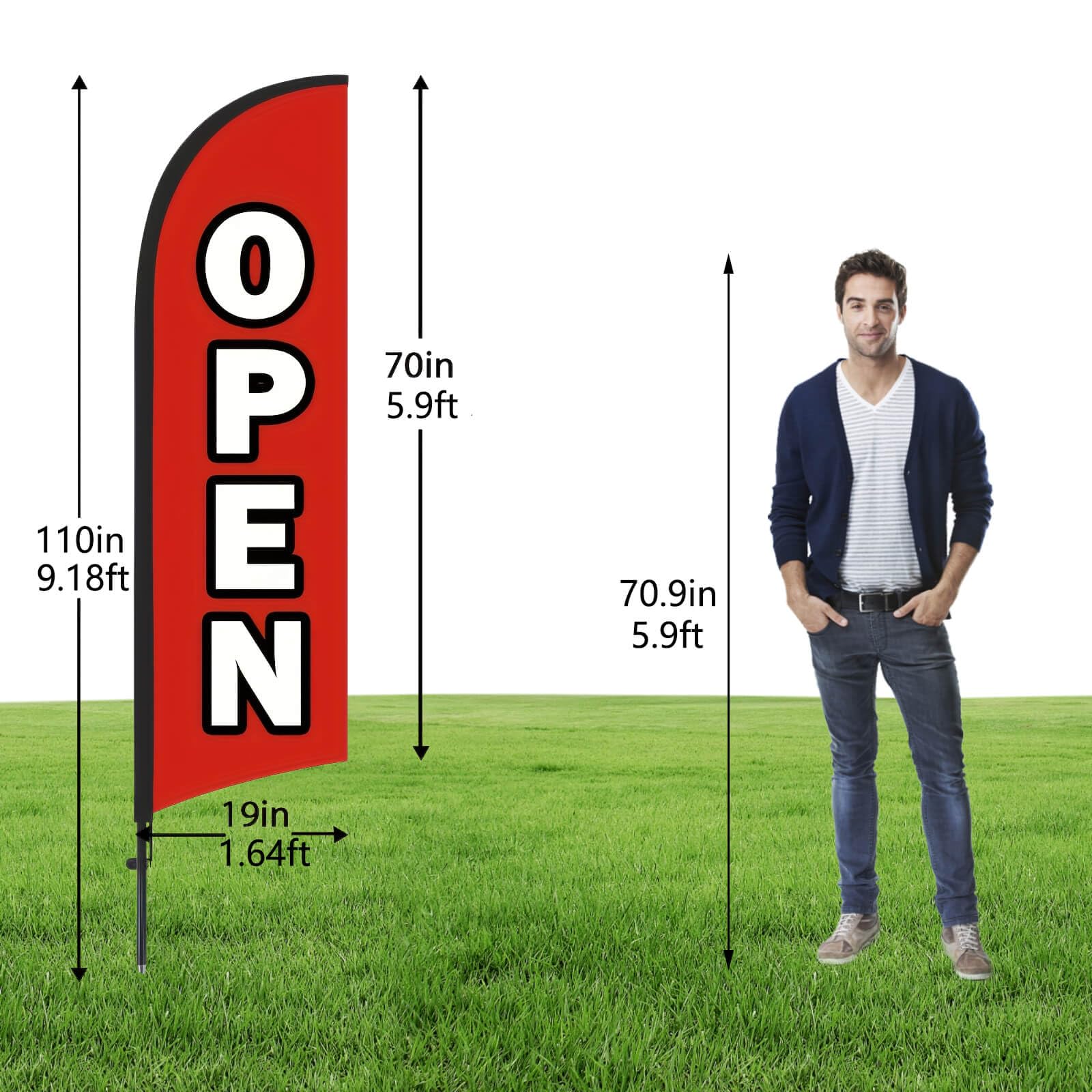 Close-up of tear-resistant polyester material on HANVIDA Open Flags.