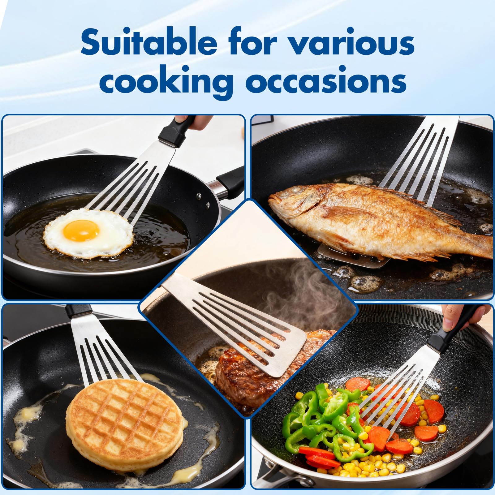 HANWRAPS versatile spatula suitable for eggs, pancakes, and more.