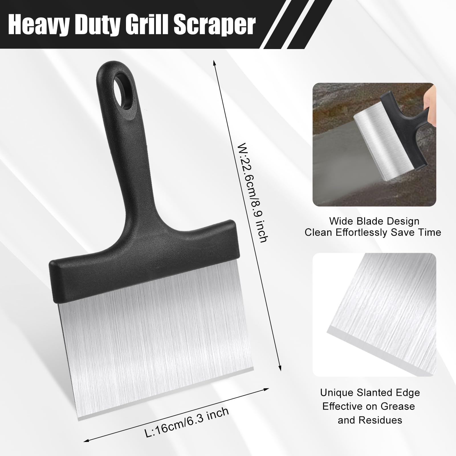 HANWRAPS grill scraper ergonomic-handle reduces fatigue during use.