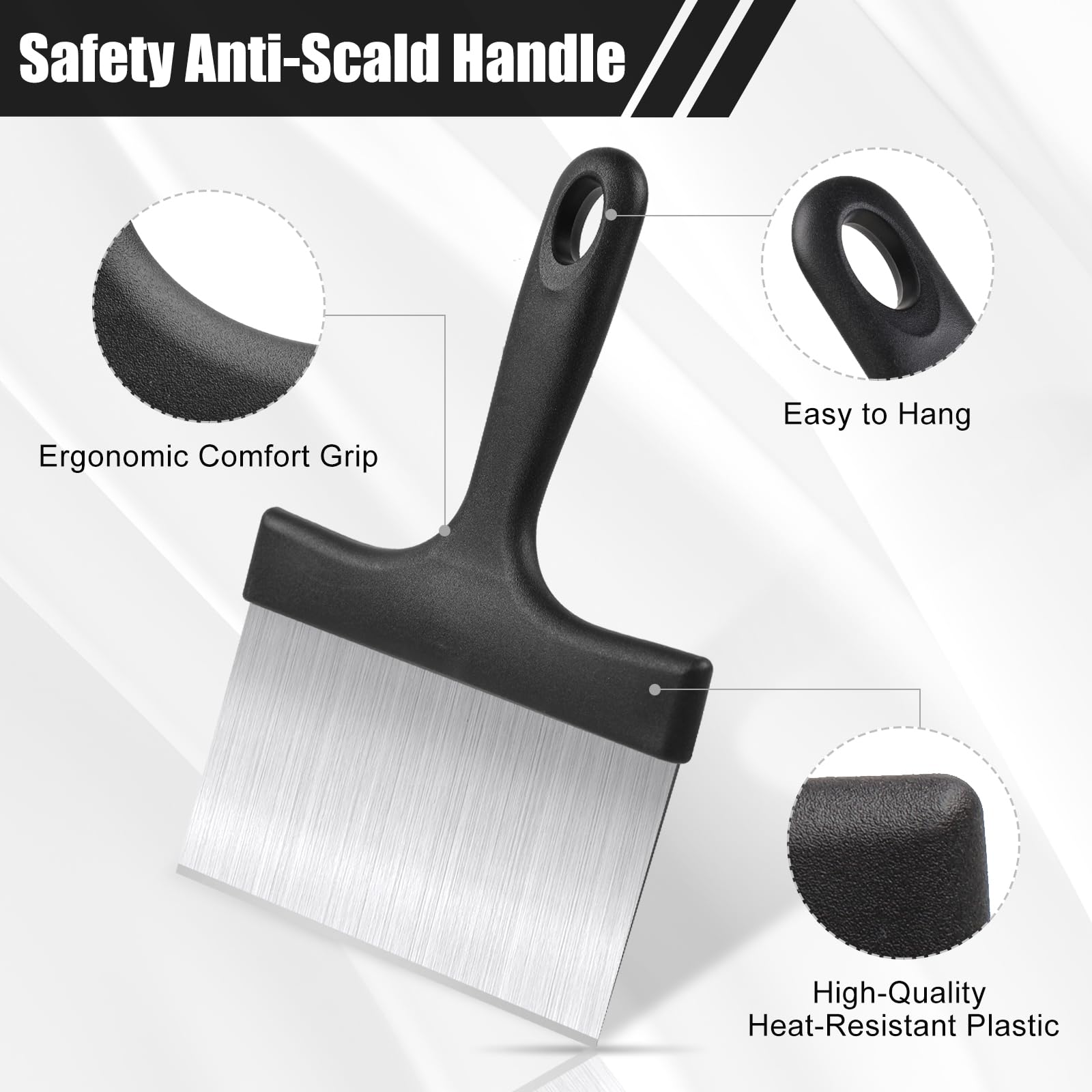 HANWRAPS stainless-steel scraper resists rust for durable outdoor cleaning.