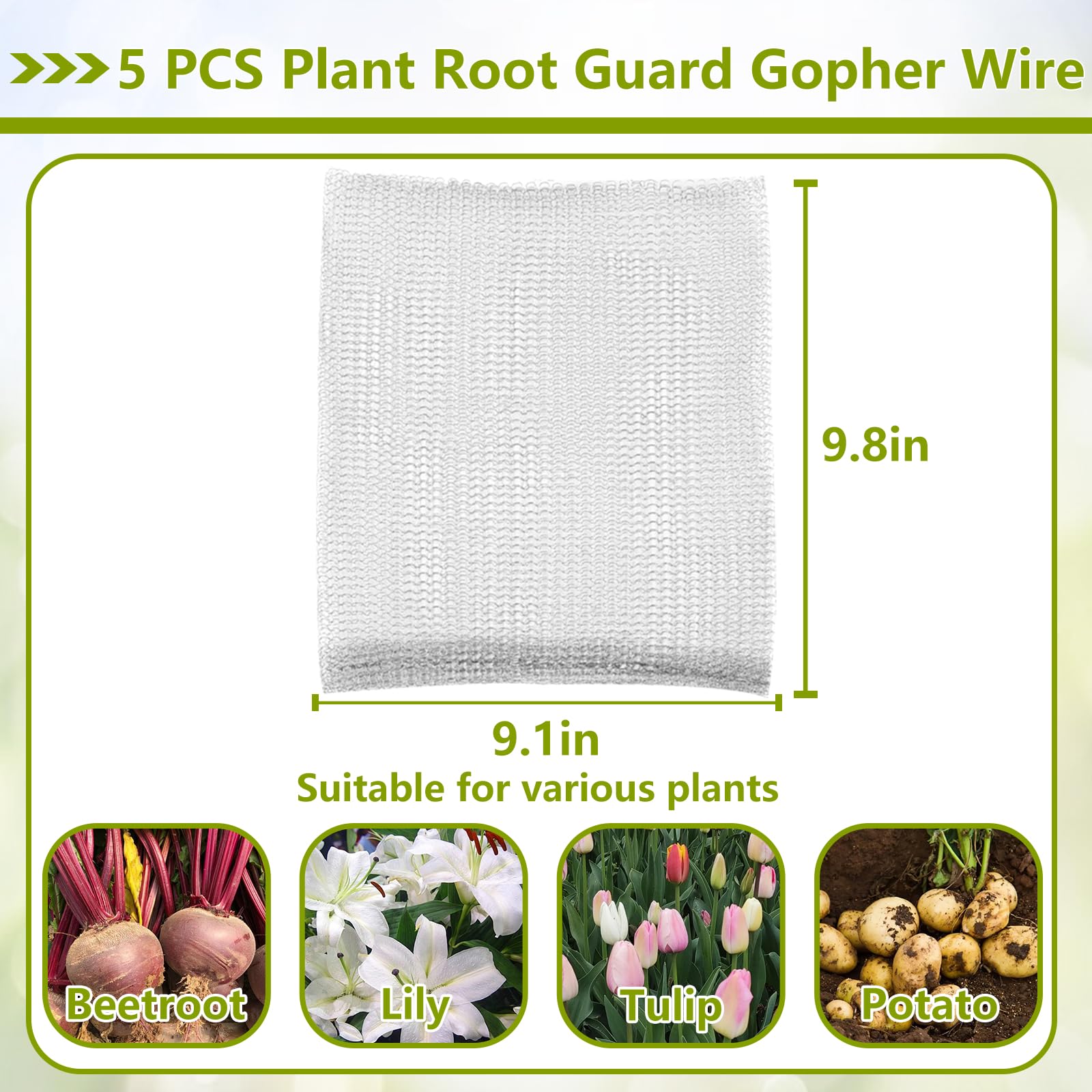 HANWRAPS stainless steel gopher wire close-up shows durable rust resistance for gardens.