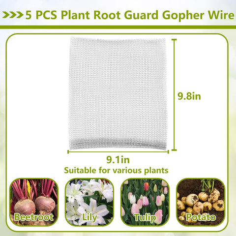 HANWRAPS stainless steel gopher wire close-up shows durable rust resistance for gardens.