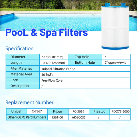 HANXER C-7367 spa filter 50-micron layer captures finer debris.