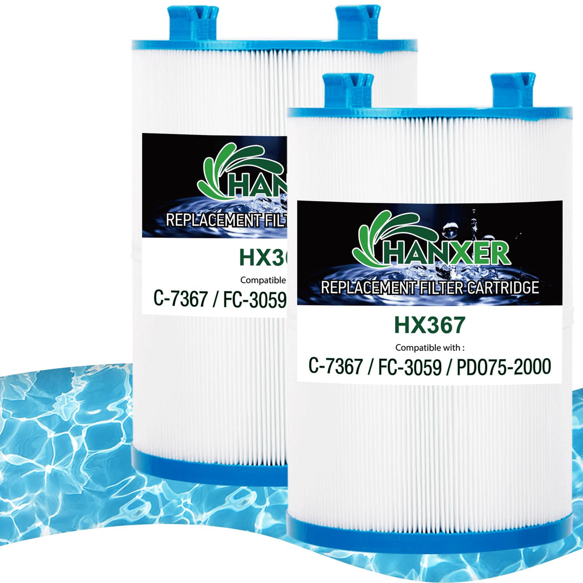 HANXER C-7367 spa filter close-up showing trilobal design for clearer water.
