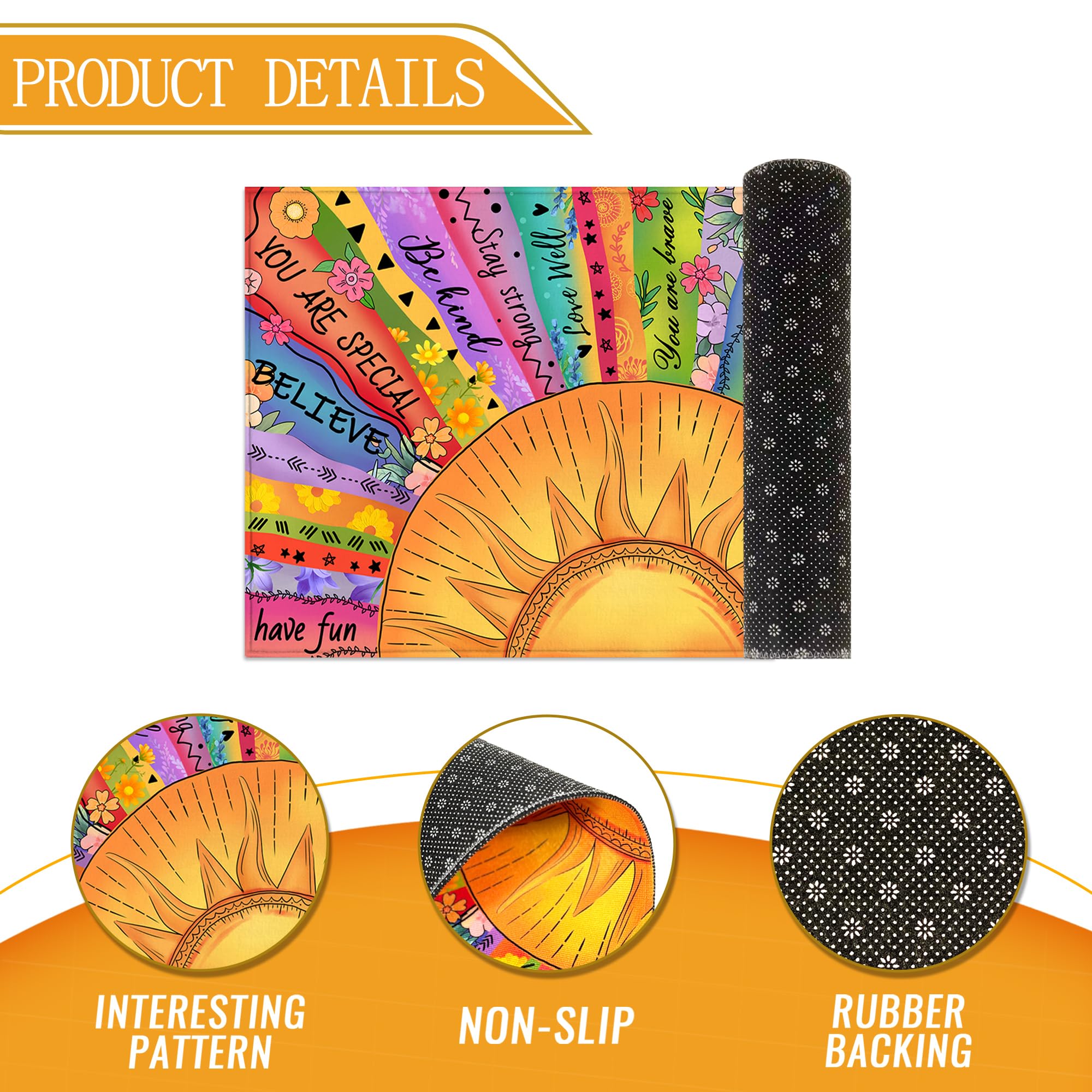HANXIG Boho Sun doormat placed on porch with seasonal styling