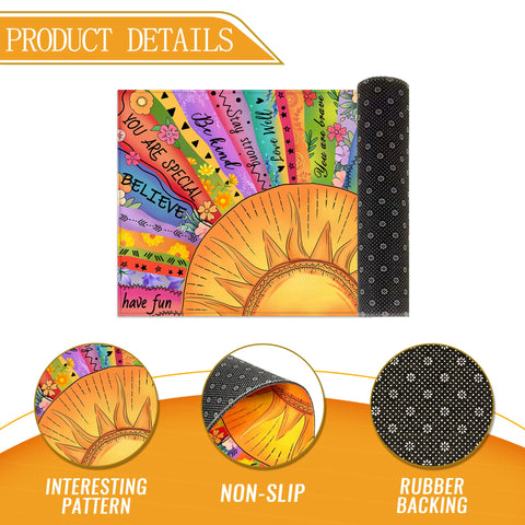 HANXIG Boho Sun doormat placed on porch with seasonal styling