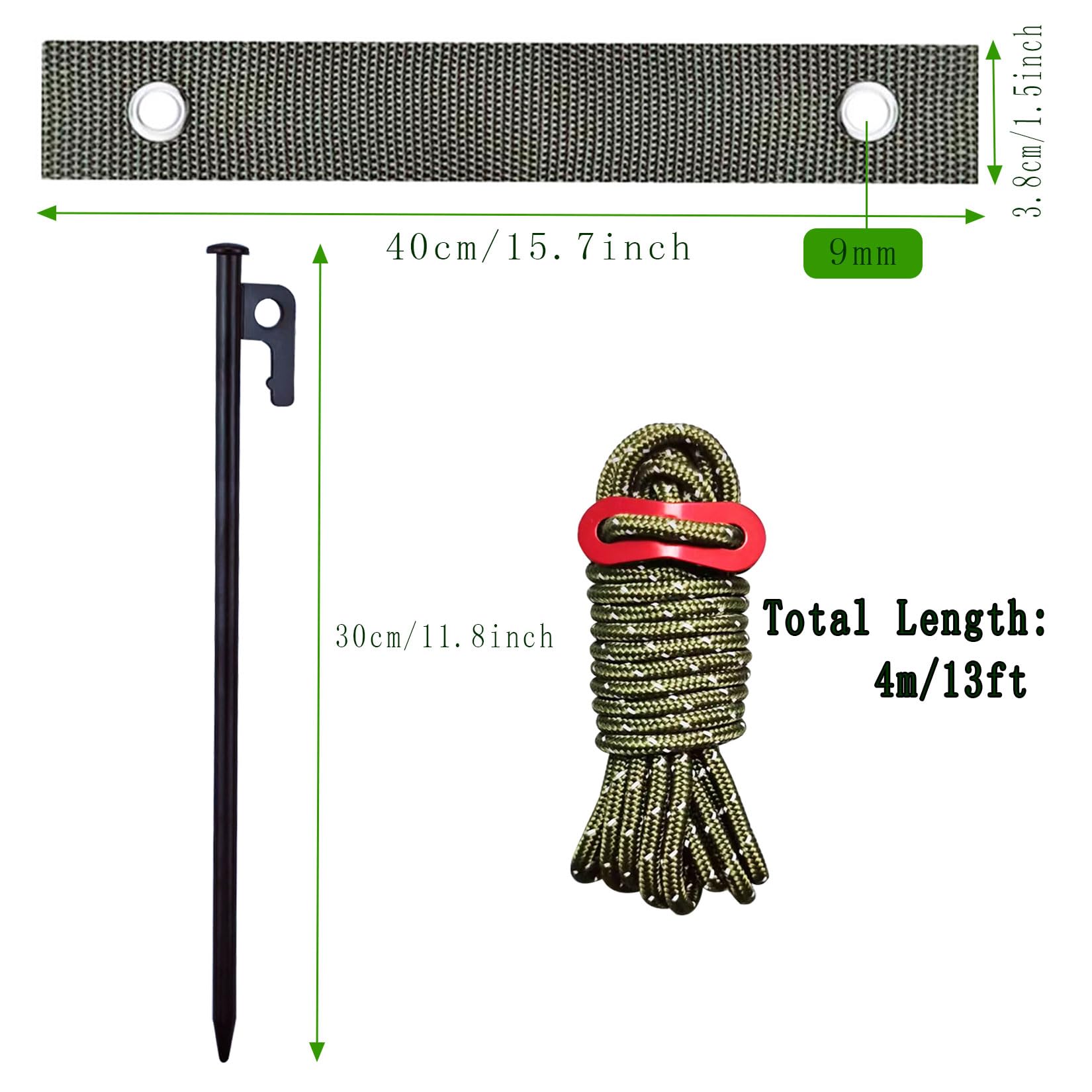HanyHere green straps in use to straighten a tree without damaging bark