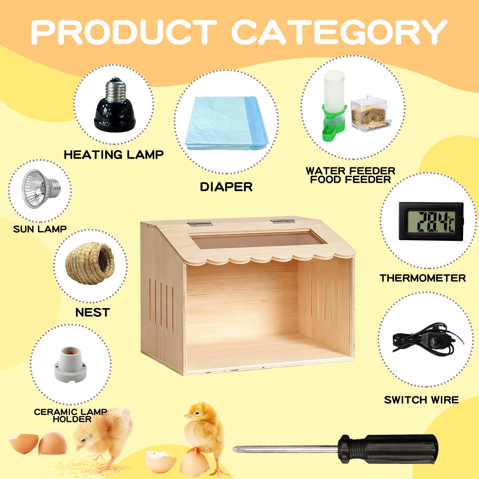 HaoCpetslian heating lamp in use for gentle chick warmth.