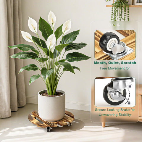 HAOIOKSC 360-degree casters enable smooth plant movement across surfaces.
