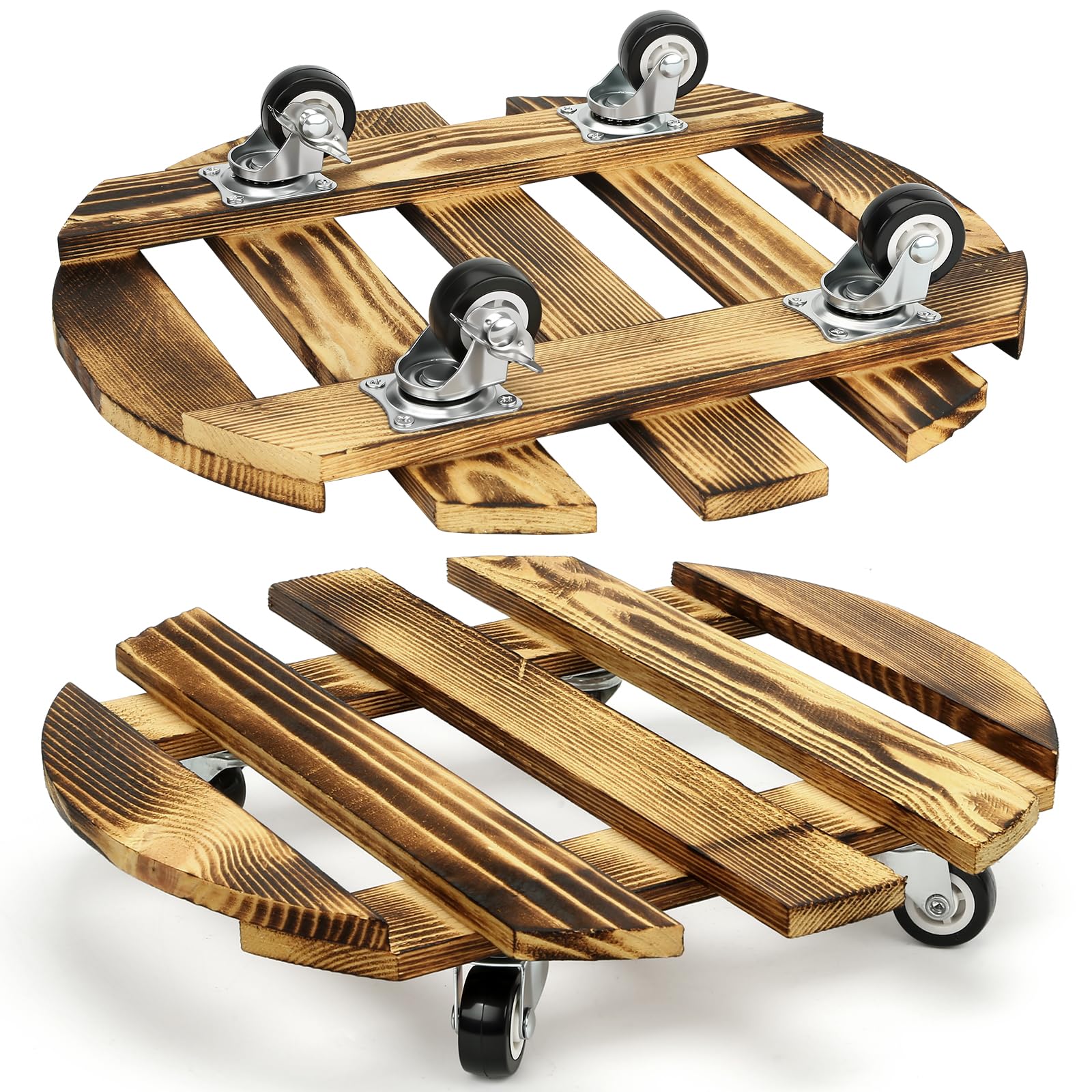 HAOIOKSC plant caddy with wheels rolling for easy patio repositioning.