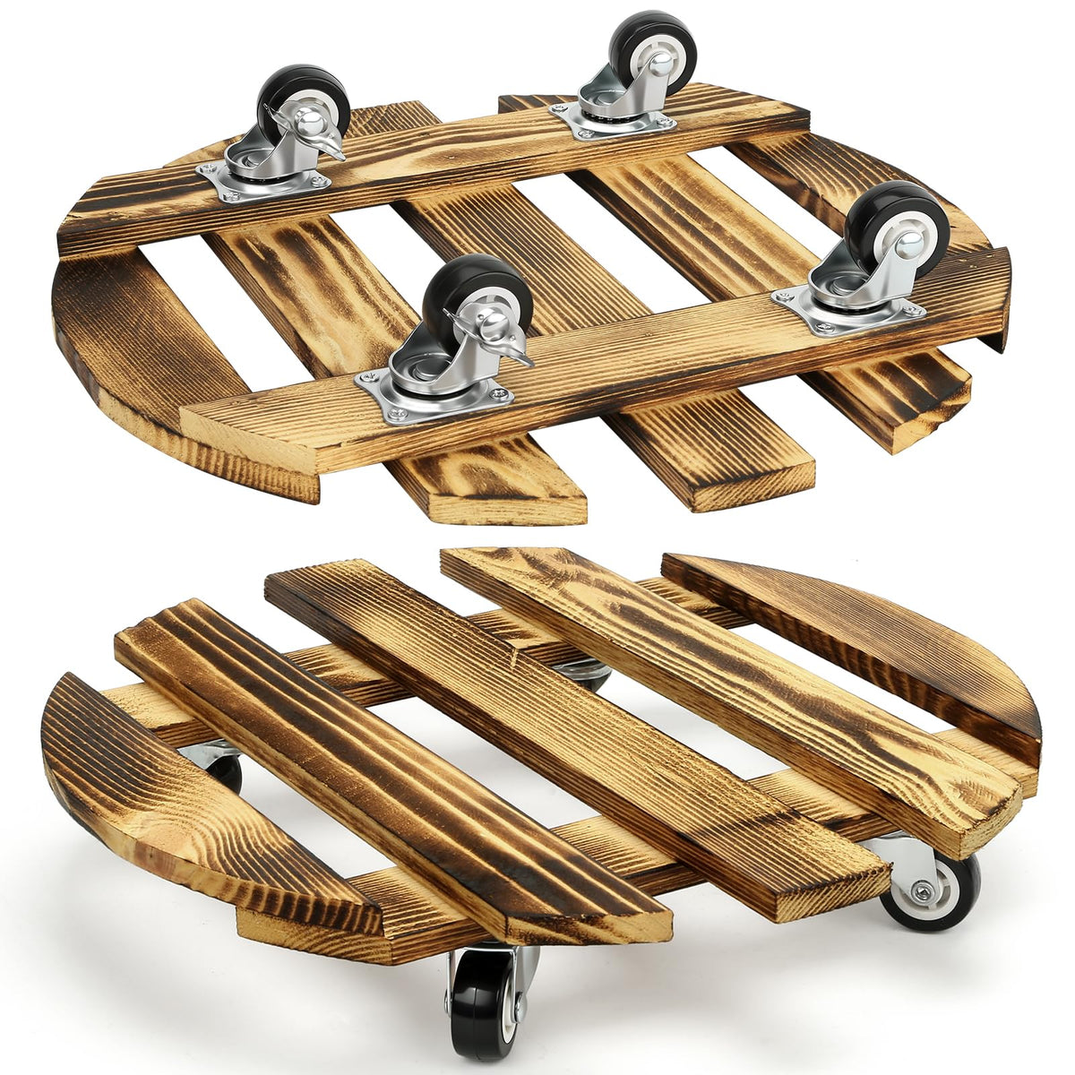 HAOIOKSC plant caddy with wheels rolling for easy patio repositioning.