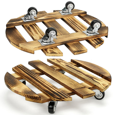 HAOIOKSC plant caddy with wheels rolling for easy patio repositioning.