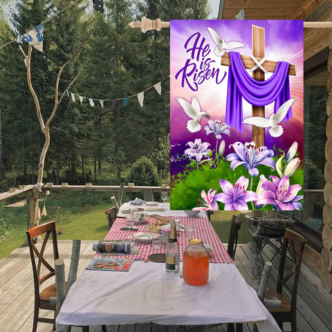 HAONEFECT double-sided Easter flag artwork for visibility from both sides.