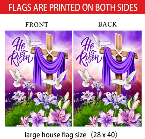 HAONEFECT Easter flag set showing both house and garden flags for display.