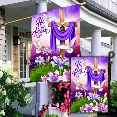 HAONEFECT He is Risen garden flag 12x18 double-sided for year-round curb appeal.