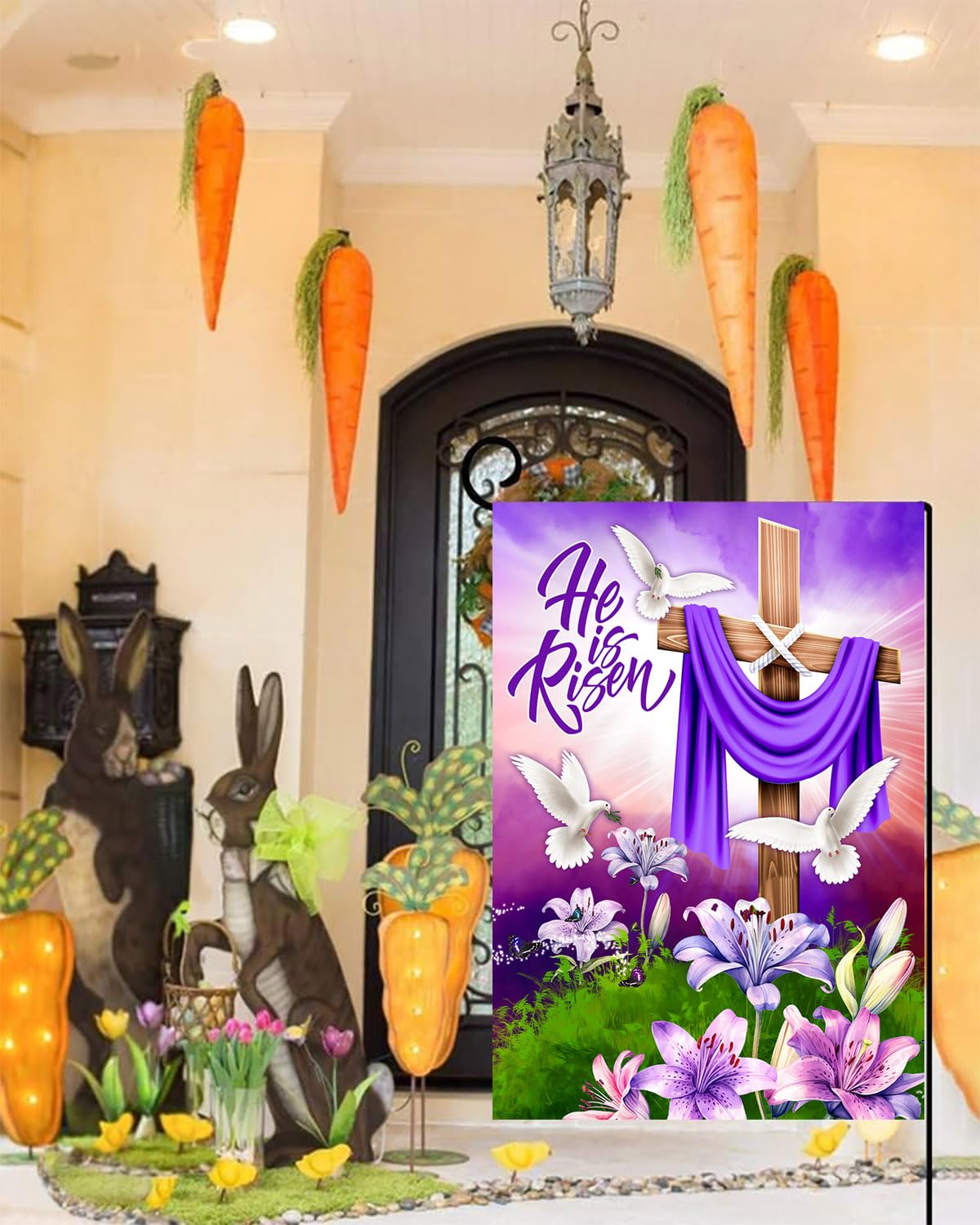 HAONEFECT weather-resistant Easter flag fabric maintains color through seasons.