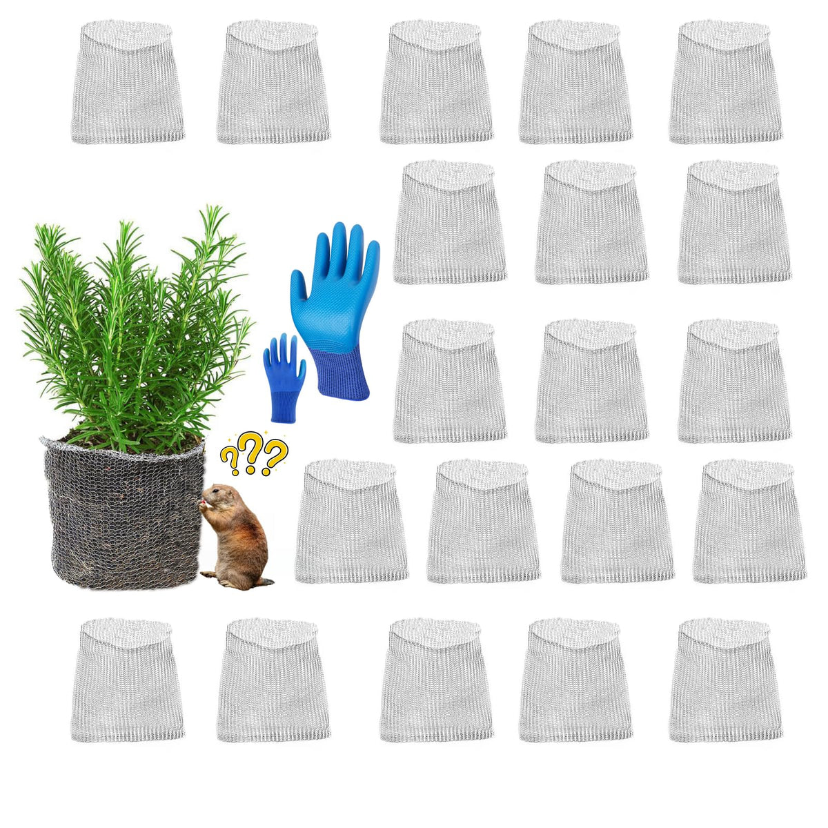 HAORESULT 20-pack gopher baskets in 1-gallon size for durable root protection.