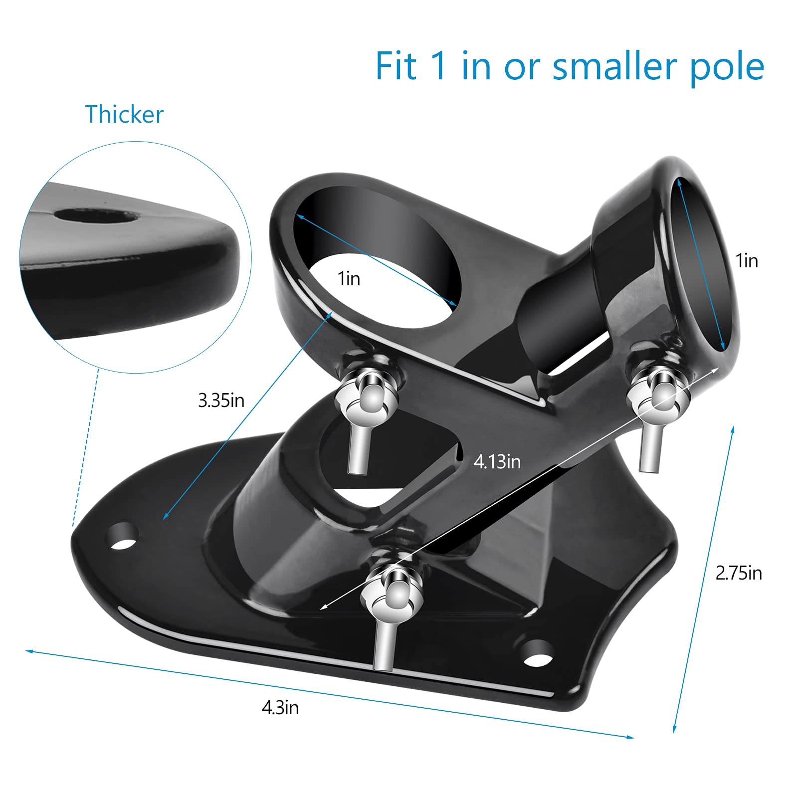 Haoridul two-position flag pole bracket supports horizontal or up-right display.
