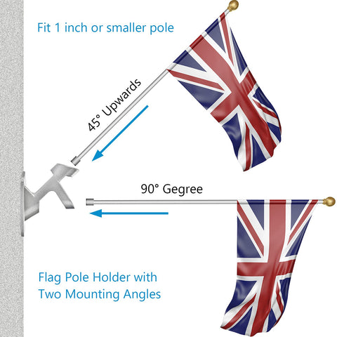 Aluminum Haoridul mount fits most 1 inch flag poles securely.