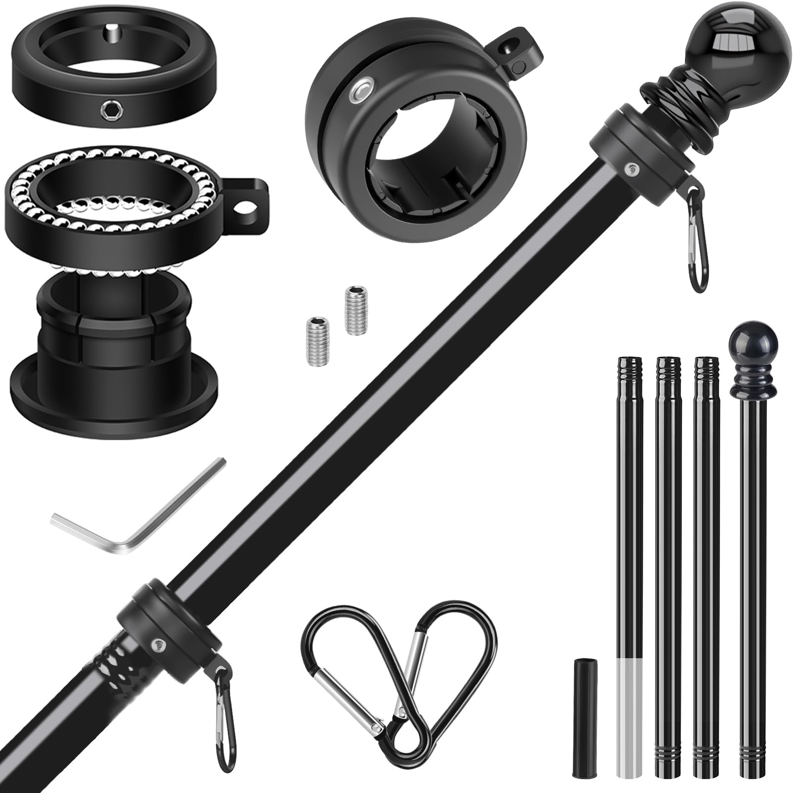 Haoridul 5ft outdoor flag pole in stainless steel for wind-ready display.