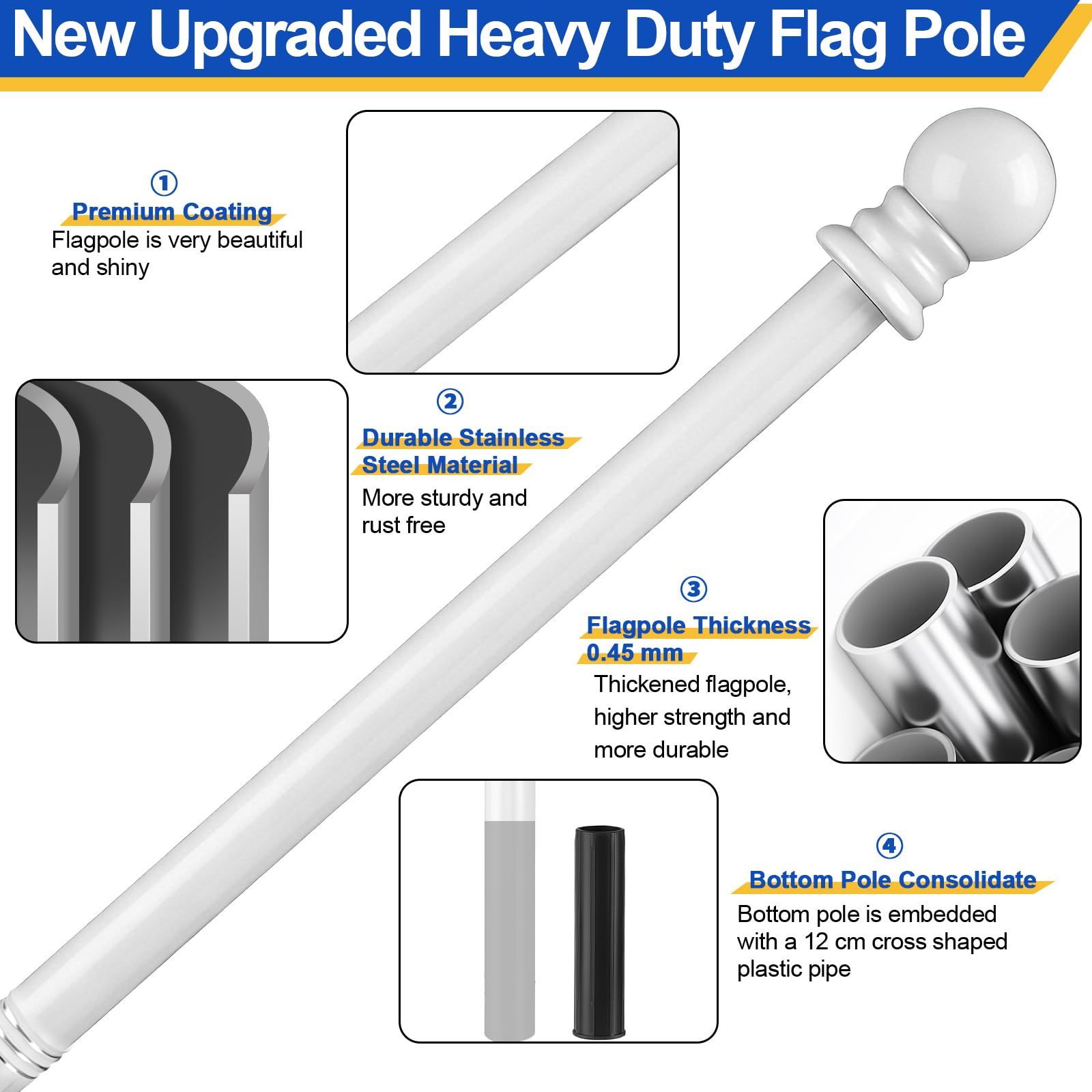 Haoridul stainless steel flag pole exterior with glossy finish