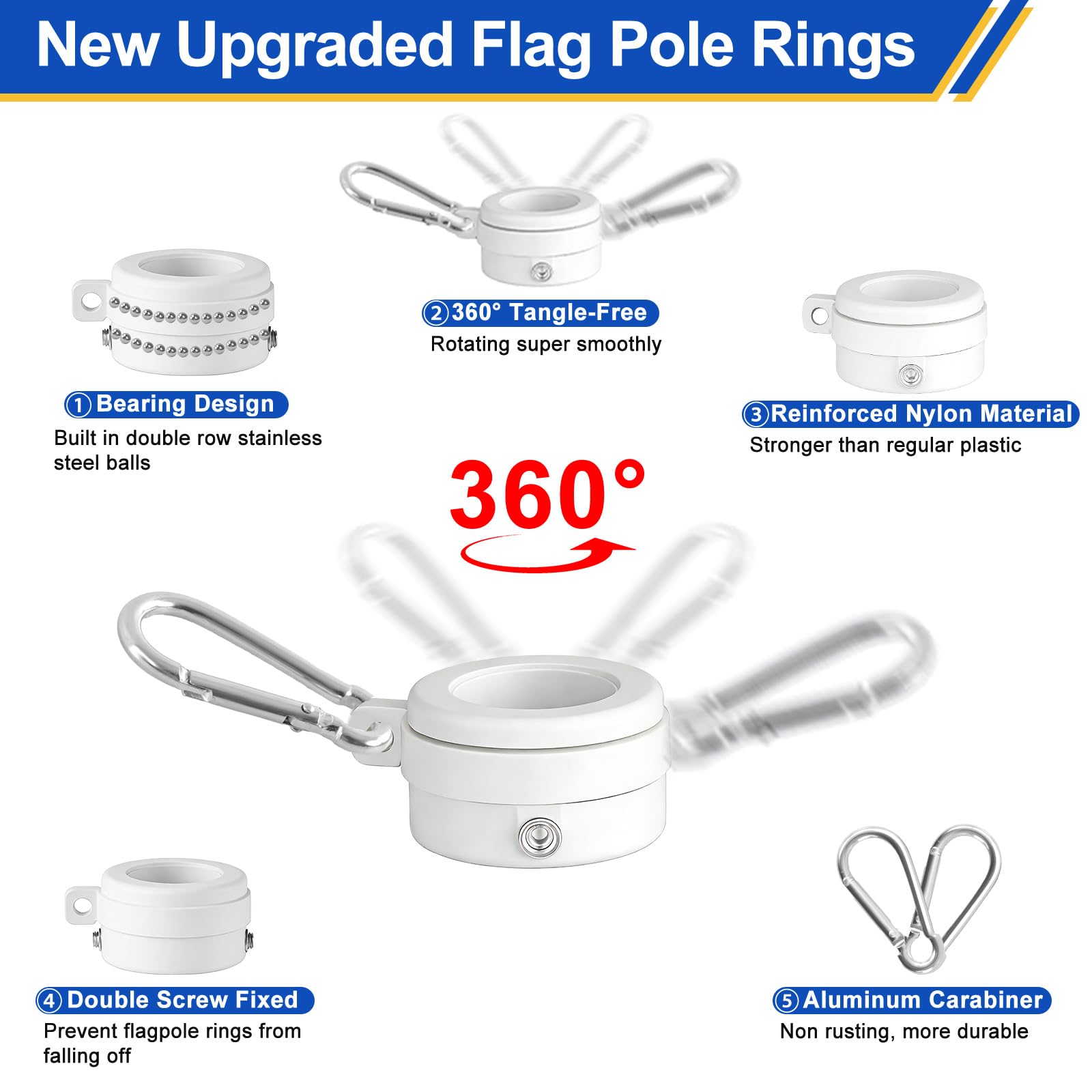 Haoridul flag ring enables 360-degree rotation for tangle-free display