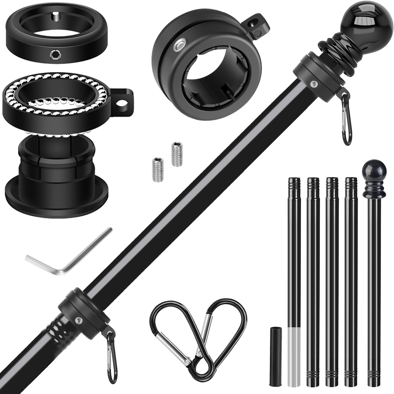Haoridul outside flag pole 6ft black enhances curbside display with durable outdoor strength